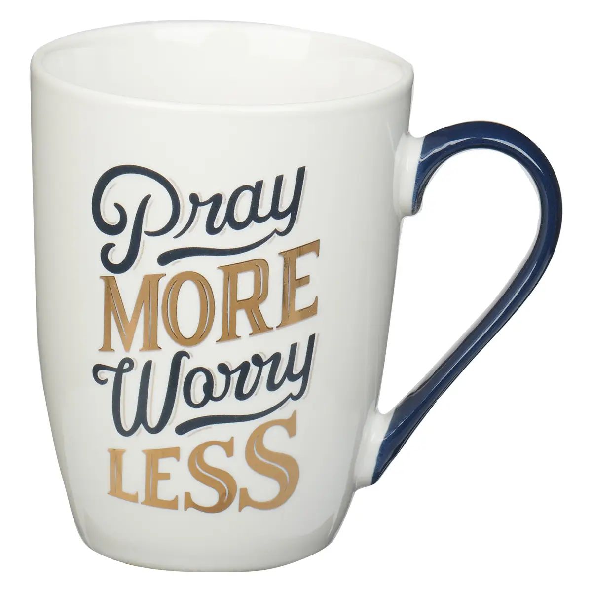 Mug White/Navy Pray More Worry Less