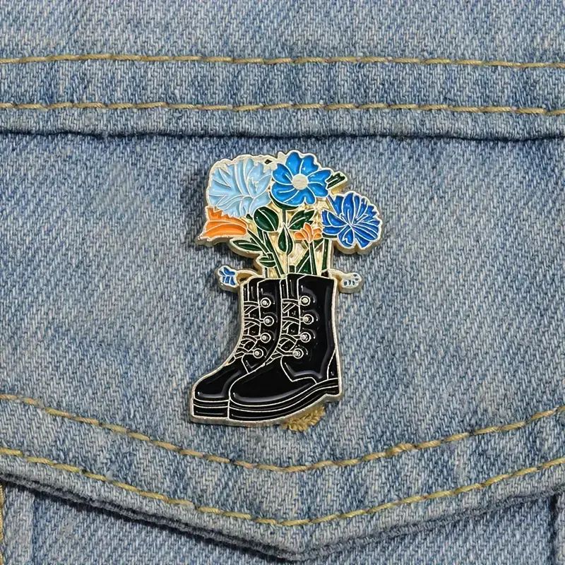 &quot;Chic Enamel Pins: Blossom Boots