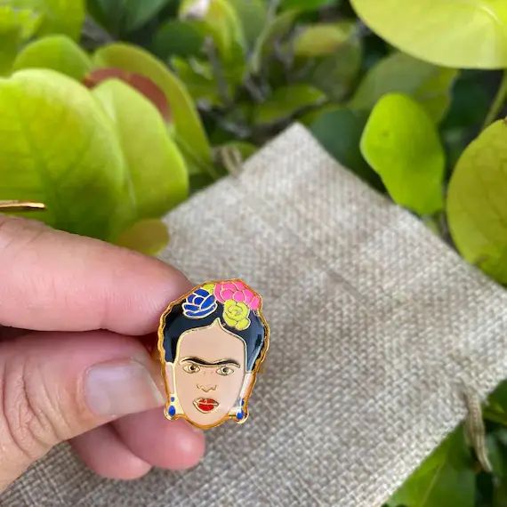 Frida Kahlo Inspired Retro Enamel Brooch Pin