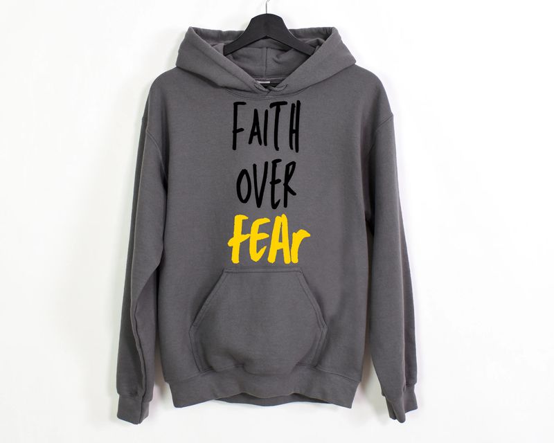 Faith Over Fear Grey Hoodie