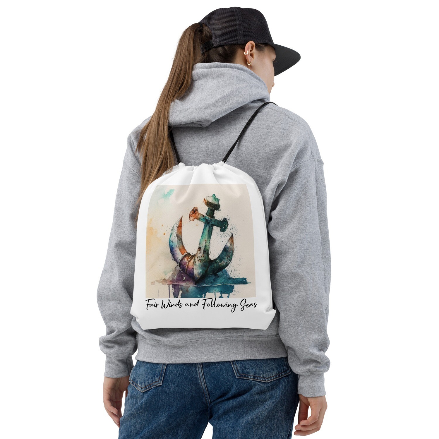 Fair Winds and Following Seas Drawstring bag