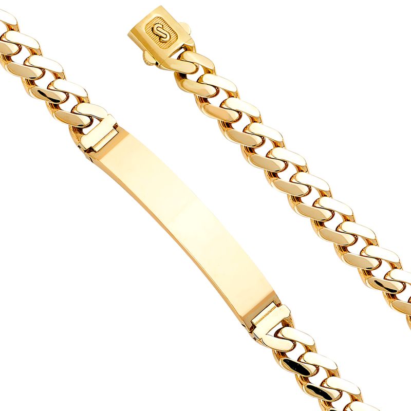 14KY 9.5mm Hol Cuban Monaco Bracelet with Plain ID