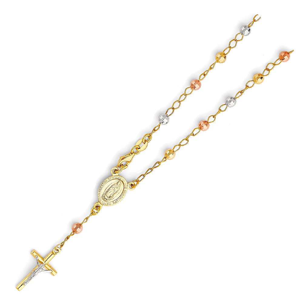 14K 3C 4mm Disco Ball Rosary Bracelet