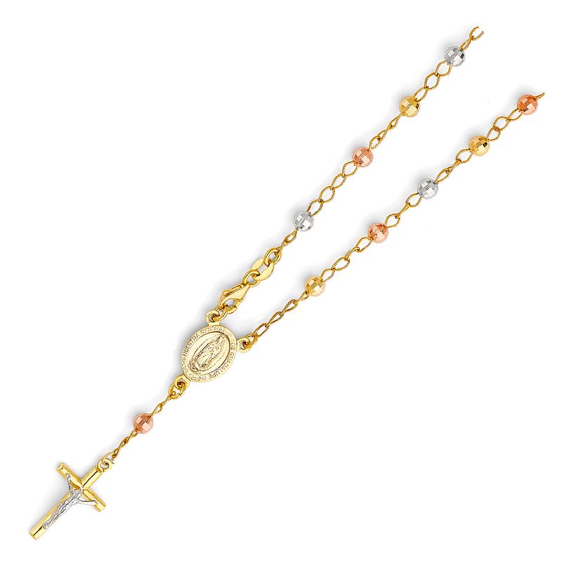 14K 3C 4mm Disco Ball Rosary Bracelet
