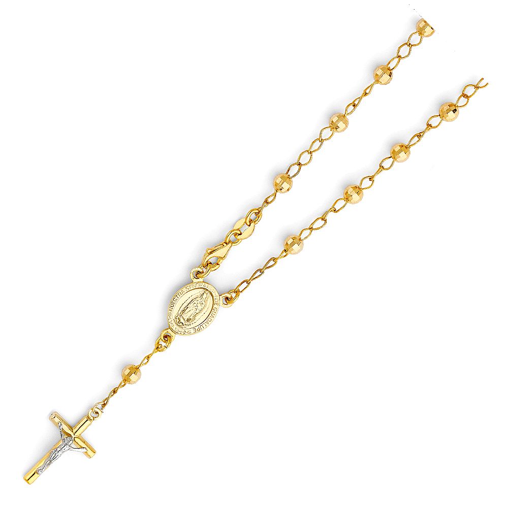 14KY 4mm Disco Ball Rosary Bracelet