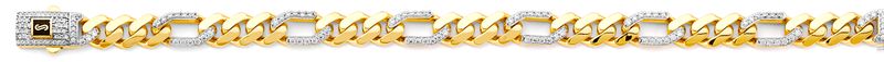 14K 2T 8.0mm Monaco Figaro 3+1 with CZ Link Chain