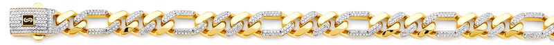 14K 2T 9.5mm Monaco Figaro 3+1 with CZ Link Chain