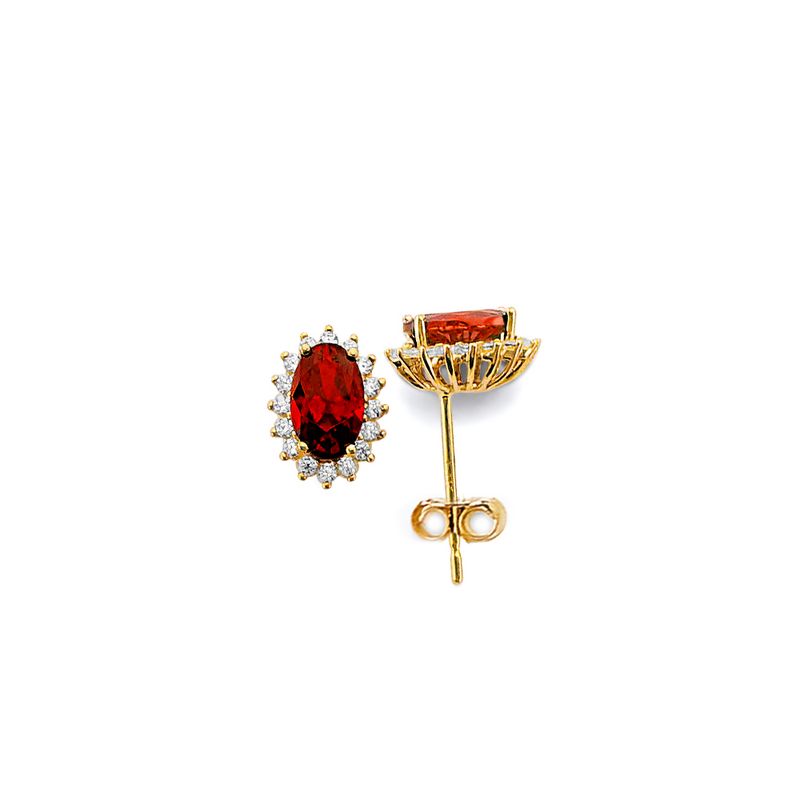 14KY CZ Oval Birth Stone Earrings