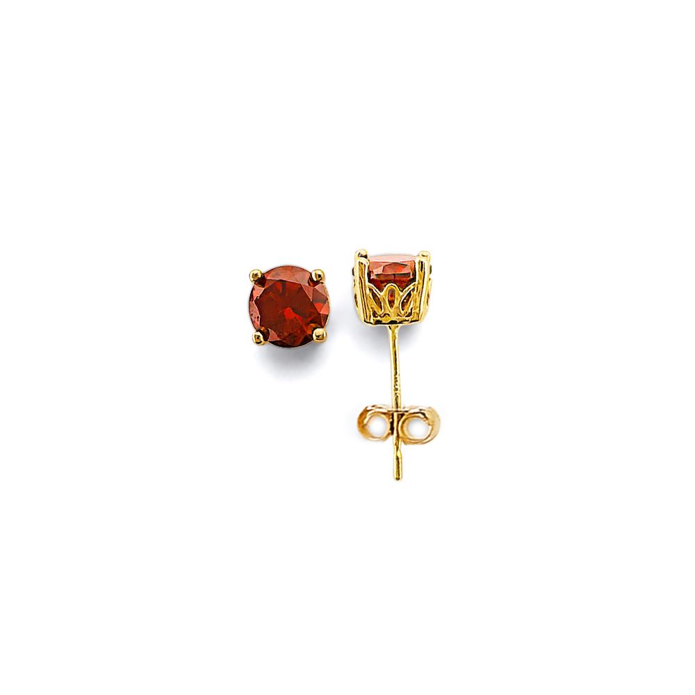 14KY CZ Round Flower Basket Birth Stone Earrings