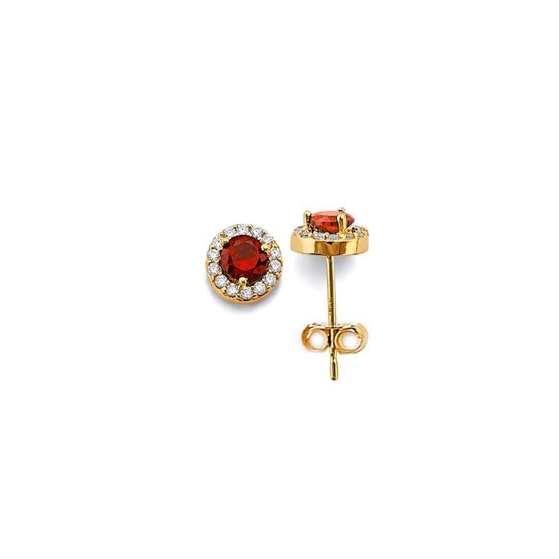 14KY CZ Round Birth Stone Earrings