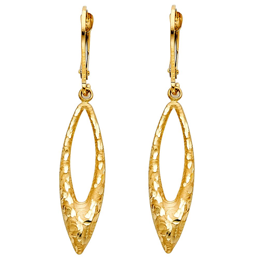 14KY Fancy Hollow Earrings with Lever Back