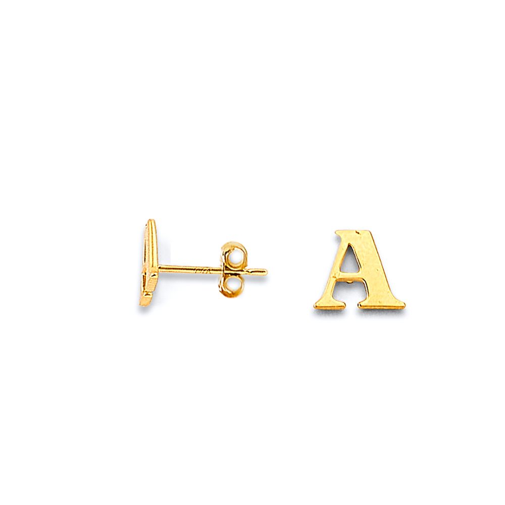 14KY Initial Earrings