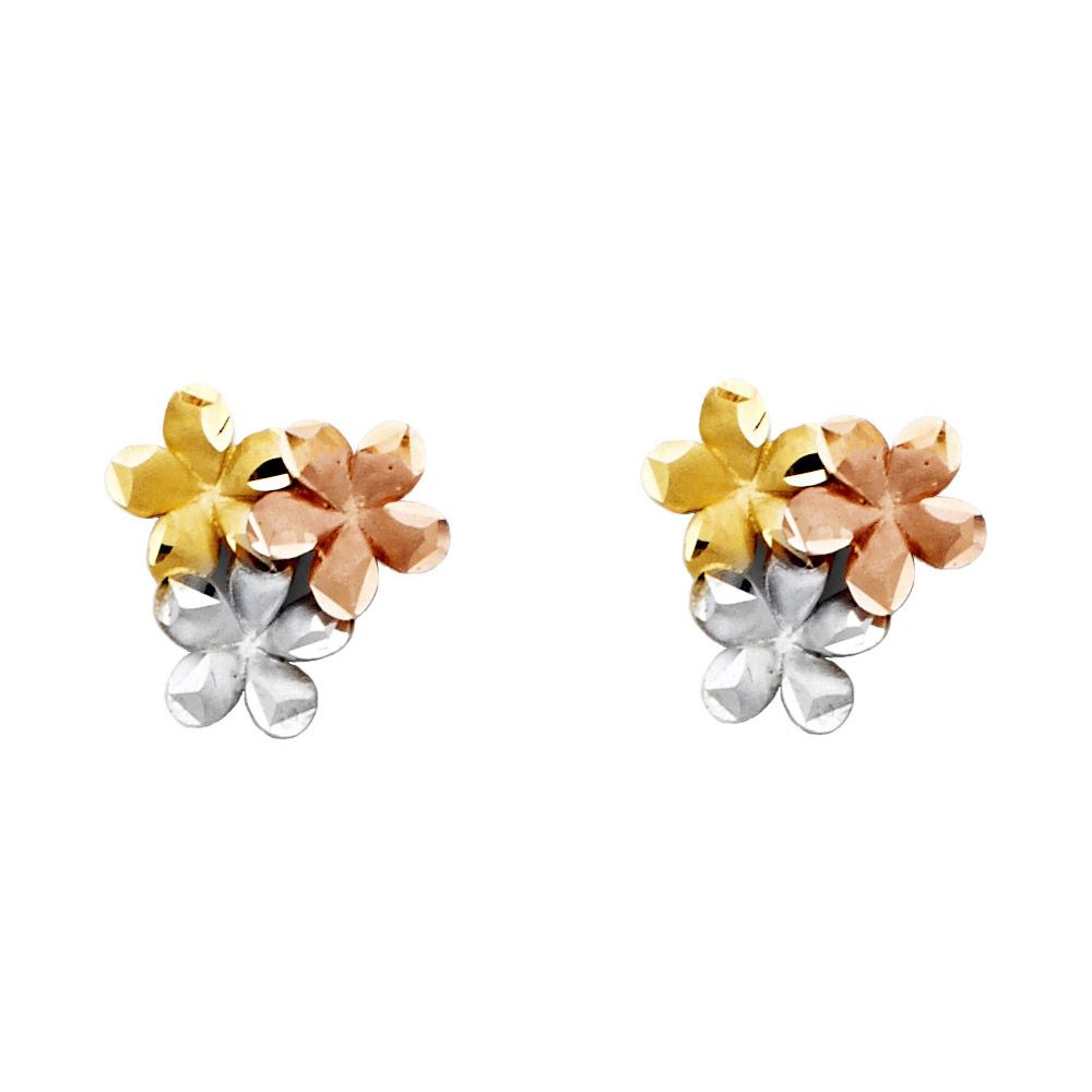 14K 3C Flower Earrings