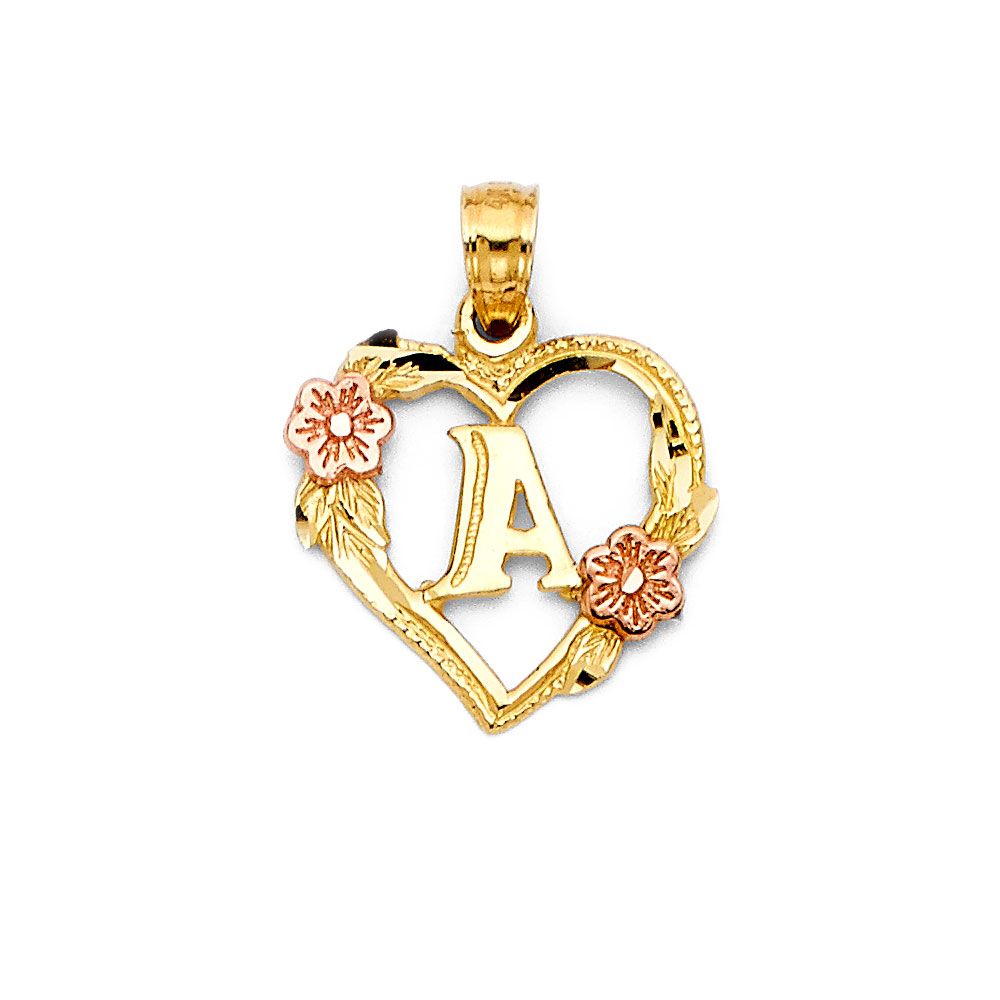 14K 2T Initial Heart Pendant