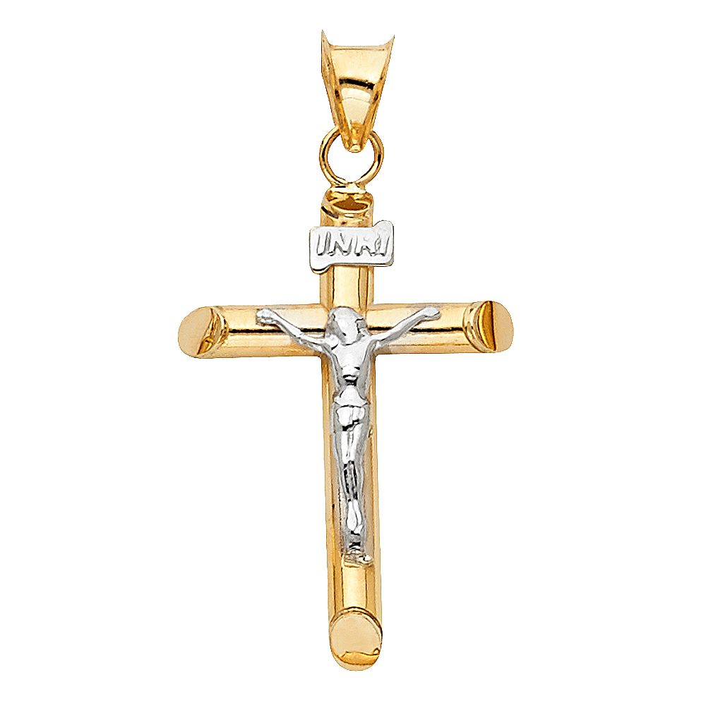 14K 2T Hollow Polish Crucufix (15X35mm)