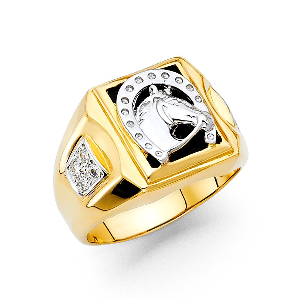 14KW Fancy Onyx Men&#39;s Ring