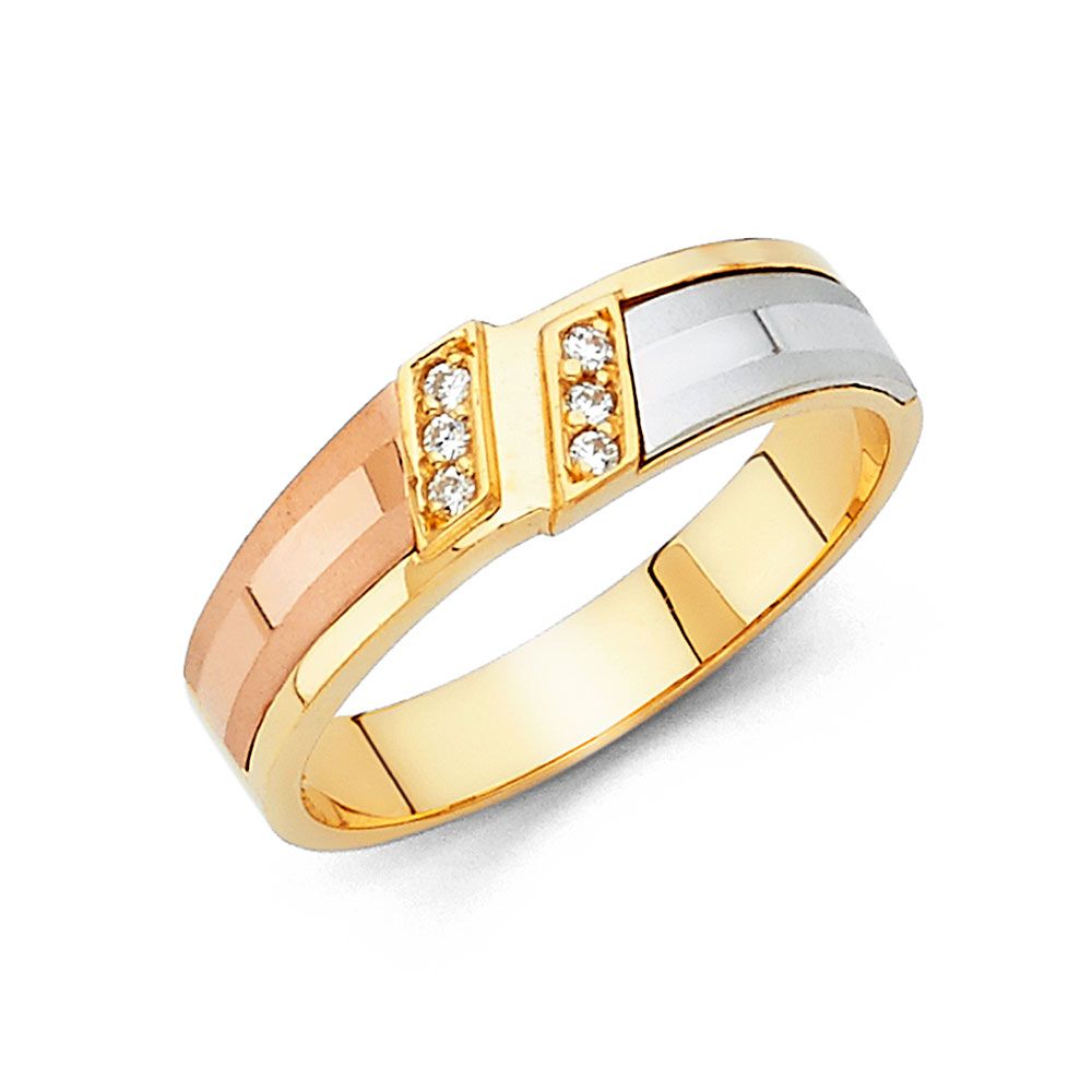 14K 3C CZ Men&#39;s Wedding Band (RG93)