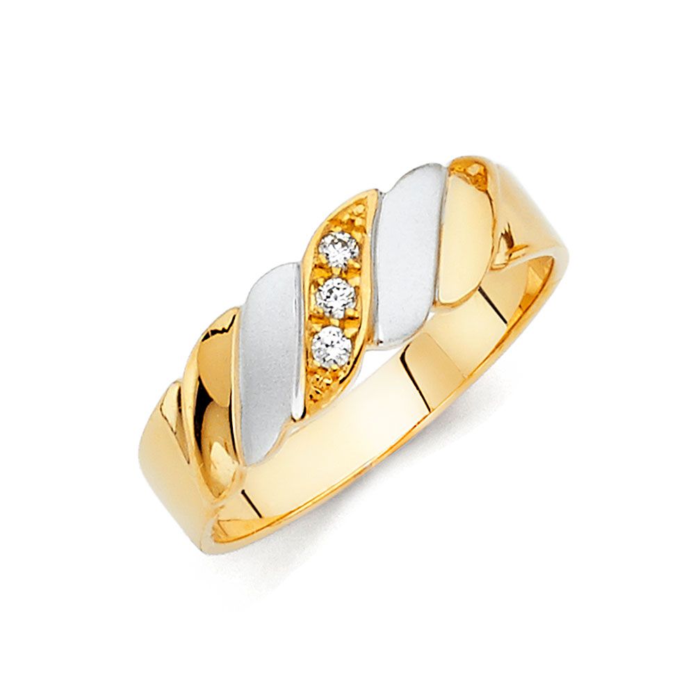 14K 2T CZ Men&#39;s Wedding Band (RG115)