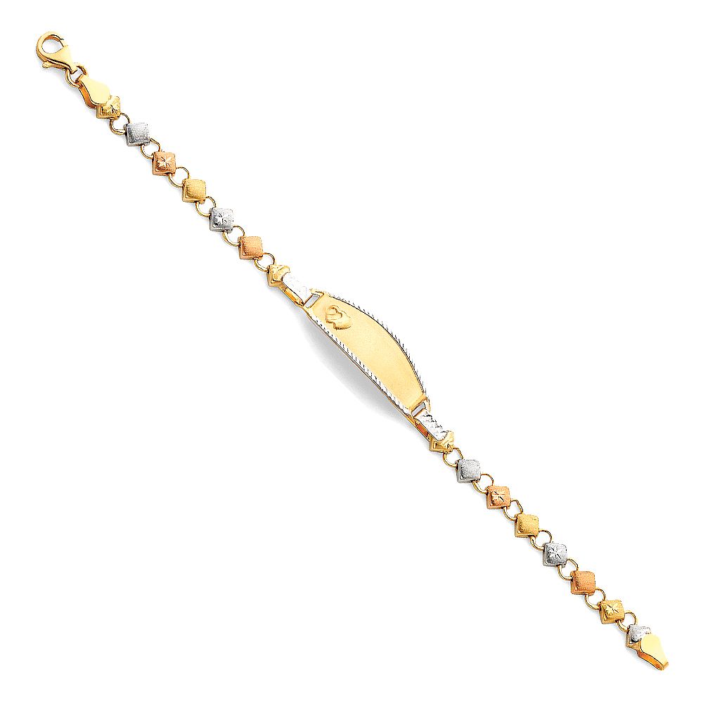 14K 3C Light Stampato ID Bracelet for Junior