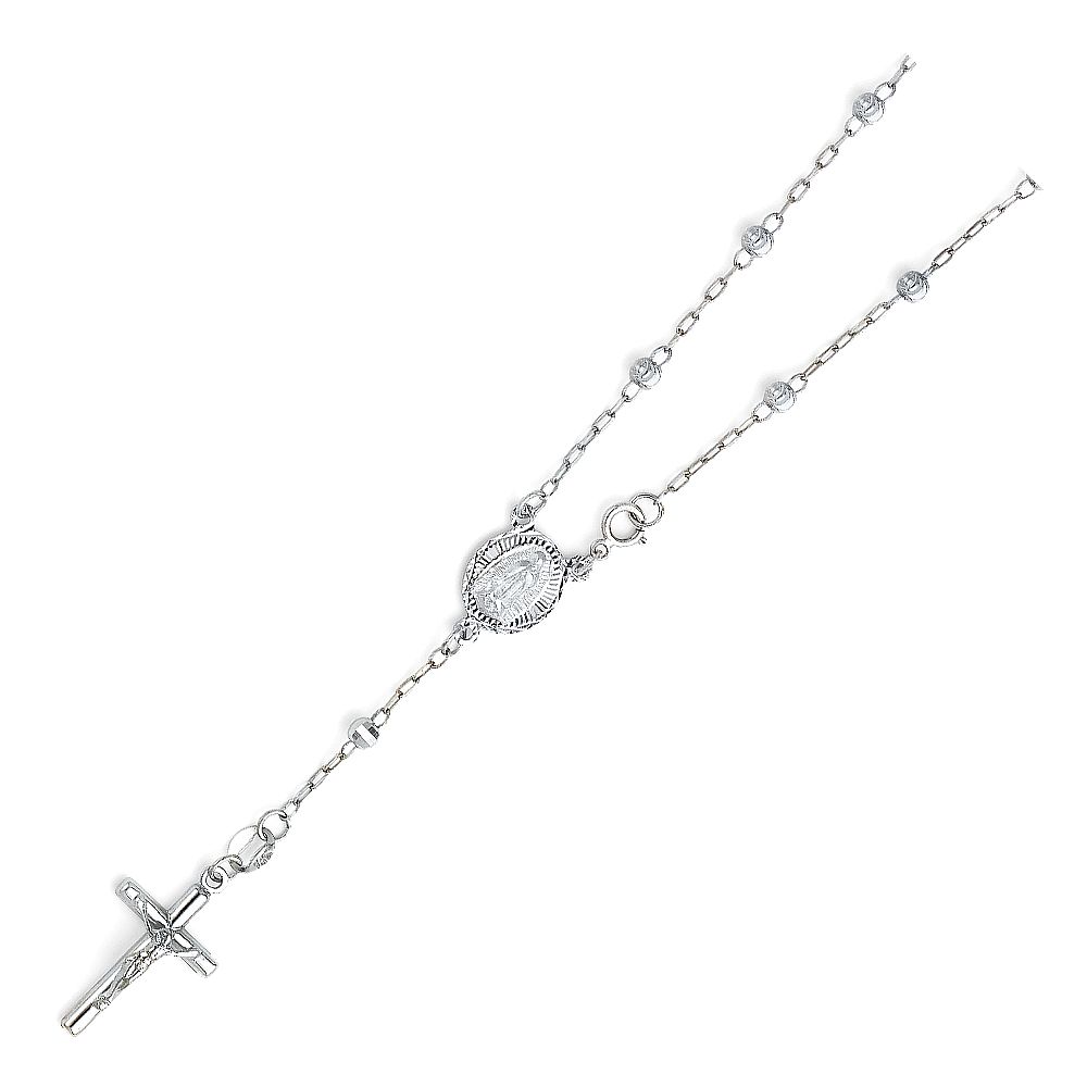 14KW 3mm Moon Cut Ball Rosary Bracelet