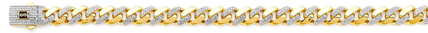 14K 2T 9.5mm Monaco Curb with CZ Link Chain