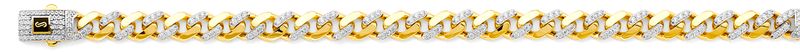 14K 2T 8.0mm Monaco Curb with CZ Link Chain