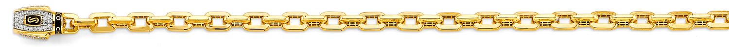 14K 2T 6mm Monaco Cable with CZ Lock Chain