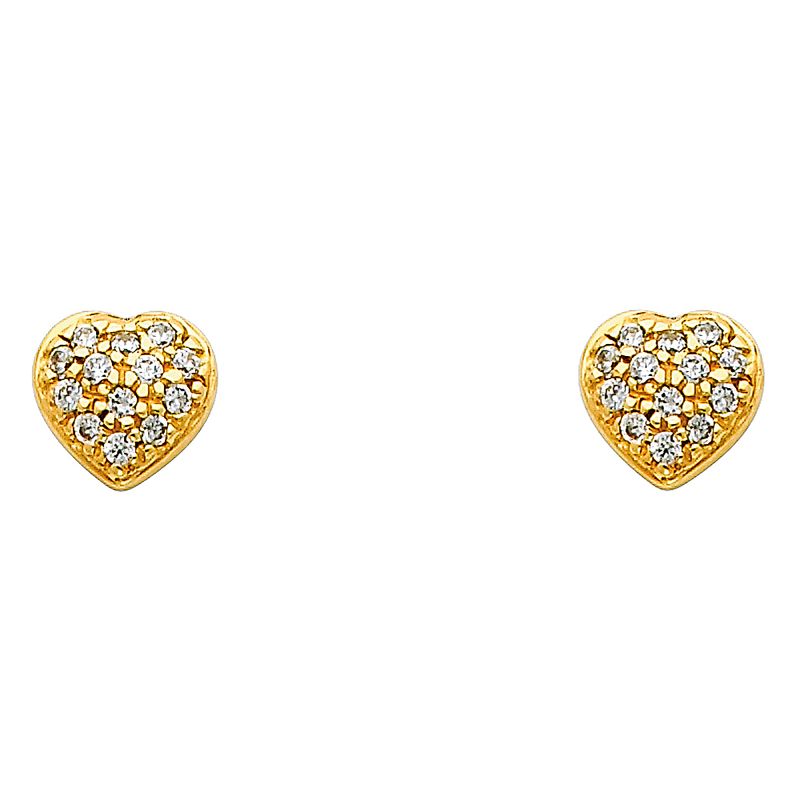 14KY Heart CZ Earrings (ER318)