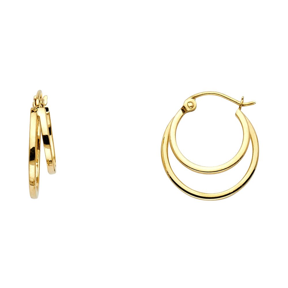 14K 2 Line Hollow Hoop Earrings (18mm)