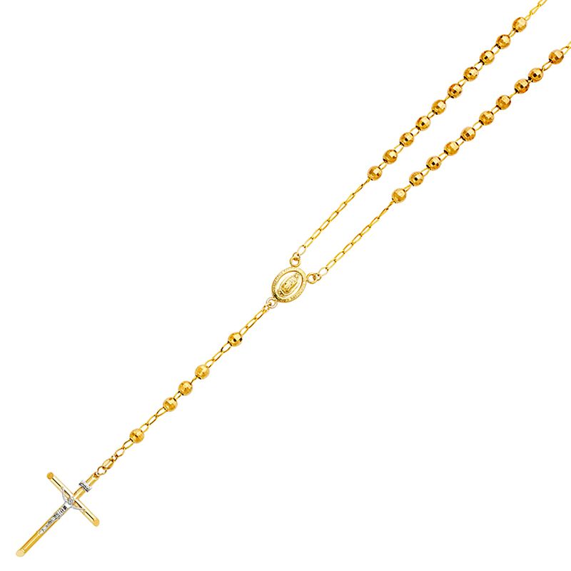 14KY 5mm Disco Ball Rosary Necklace - 26&quot;