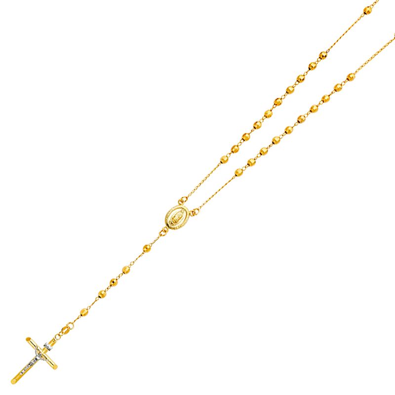 14KY 4mm Disco Ball Rosary Necklace - 26&quot;