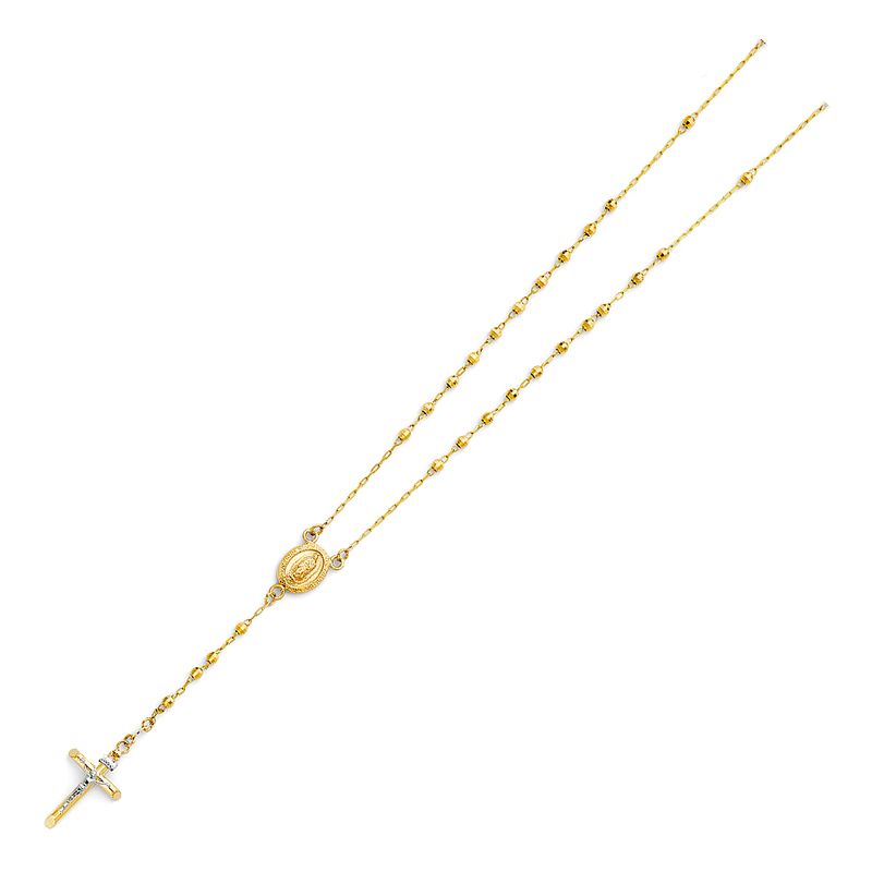 14KY 3mm Disco Ball Rosary Necklace - 26&quot;