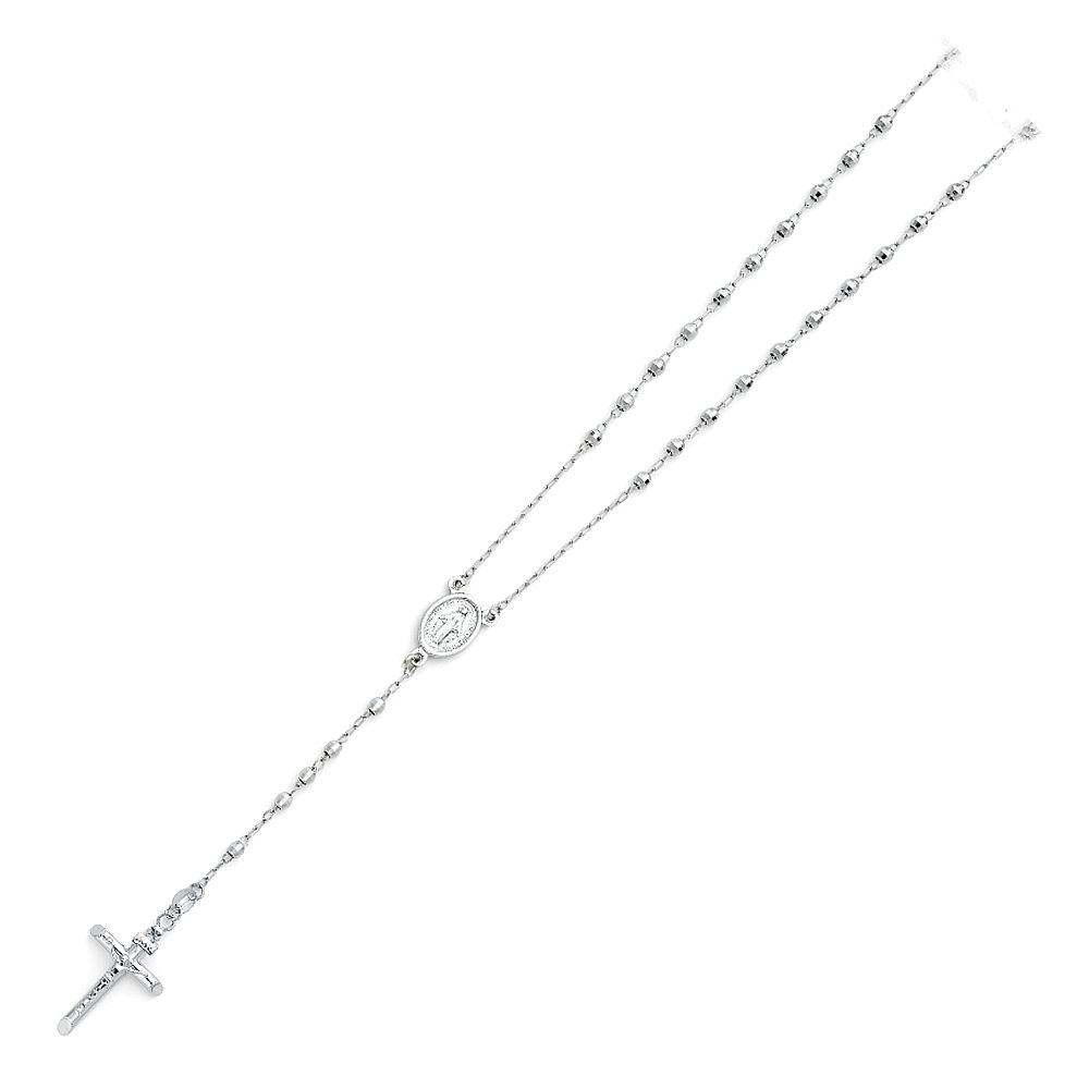 14KW 3mm Disco Ball Rosary Necklace - 26&quot;