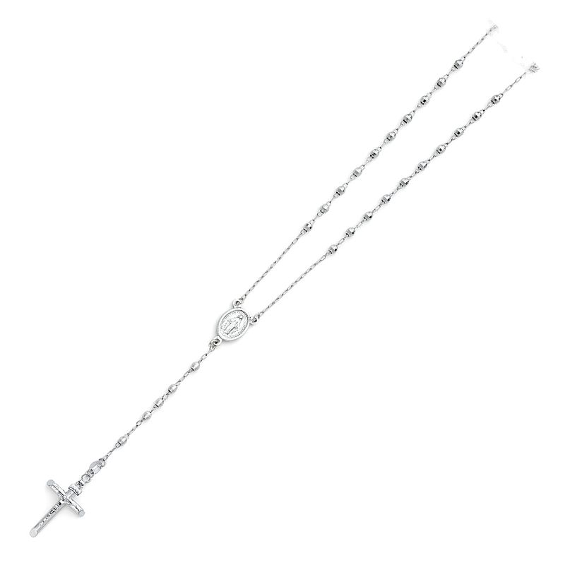14KW 3mm Disco Ball Rosary Necklace - 26&quot;