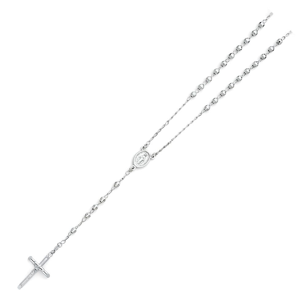 14KW 4mm Disco Ball Rosary Necklace - 26&quot;