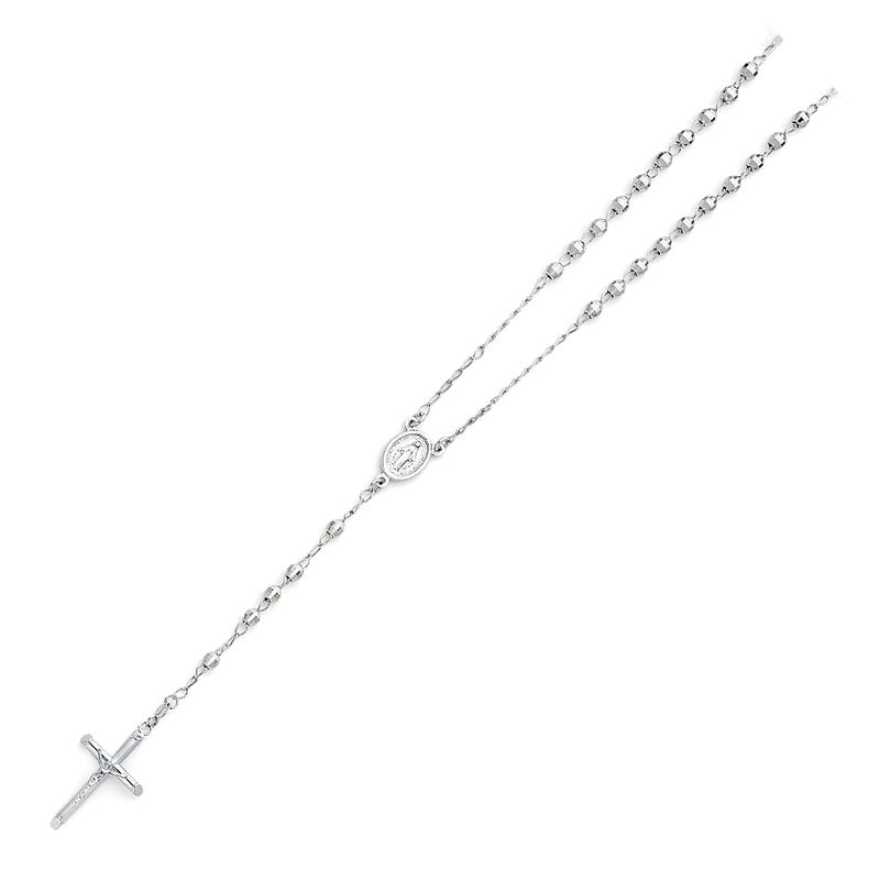 14KW 4mm Disco Ball Rosary Necklace - 26&quot;