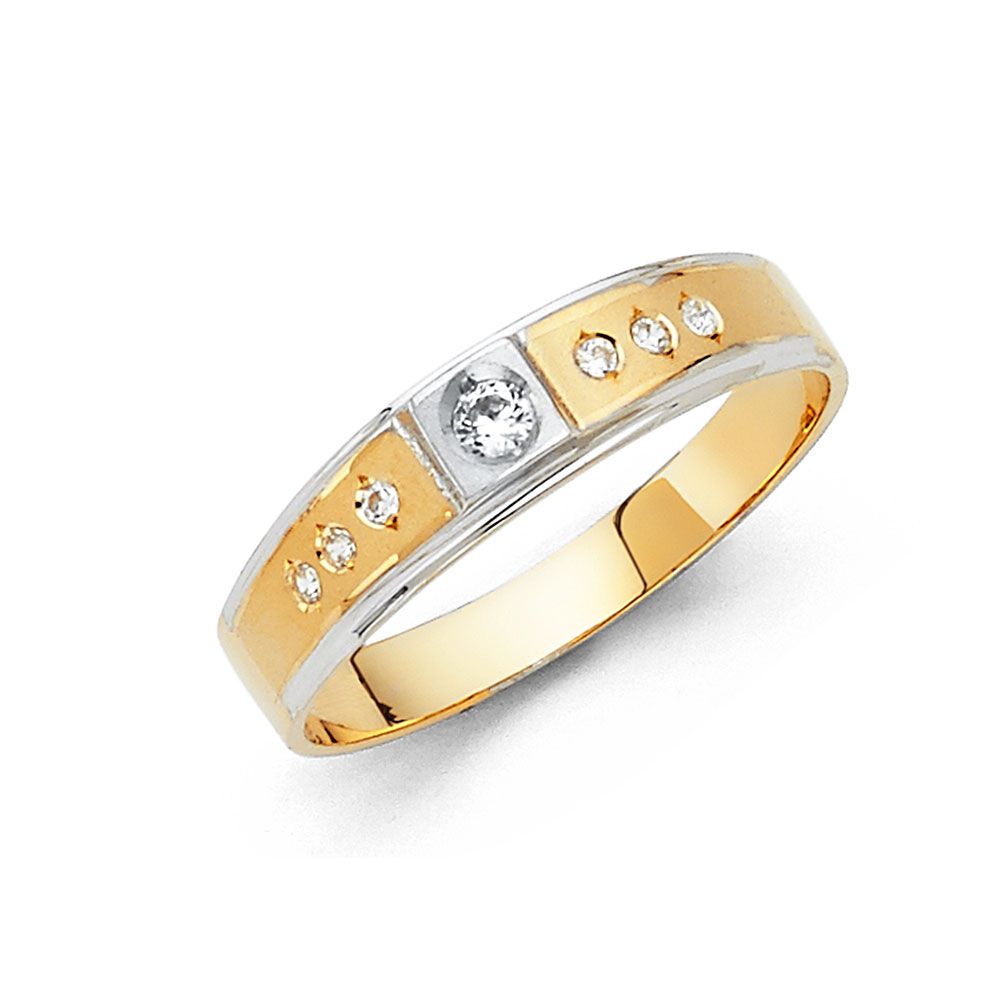 14K 2T CZ Men&#39;s Wedding Band (RG143)