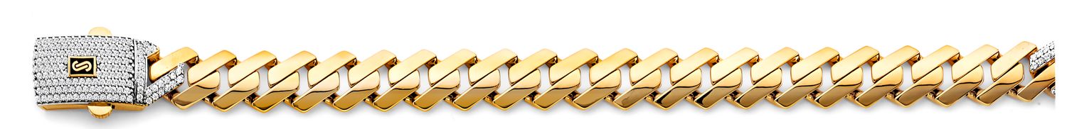 14KY Fancy Hollow Monaco Bracelet with CZ Lock