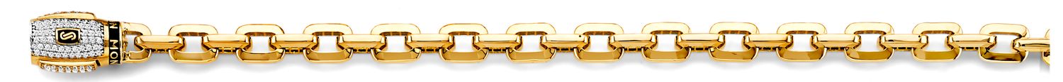 14KY Fancy Hollow Link Monaco Bracelet with CZ Lock
