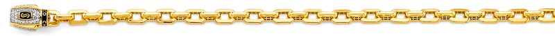 14K 2T 6mm Monaco Cable with CZ Lock Chain