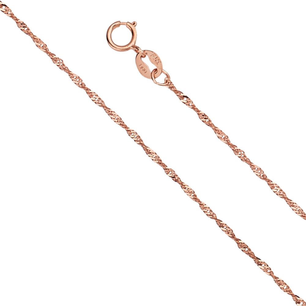 14K Pink 1.1mm Singapore Chain 020