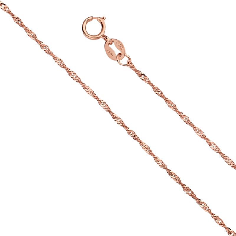 14K Pink 1.1mm Singapore Chain 020