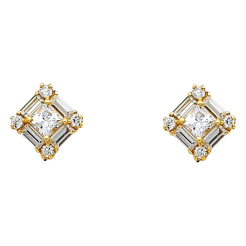 14KY Square CZ Earrings (ER324)