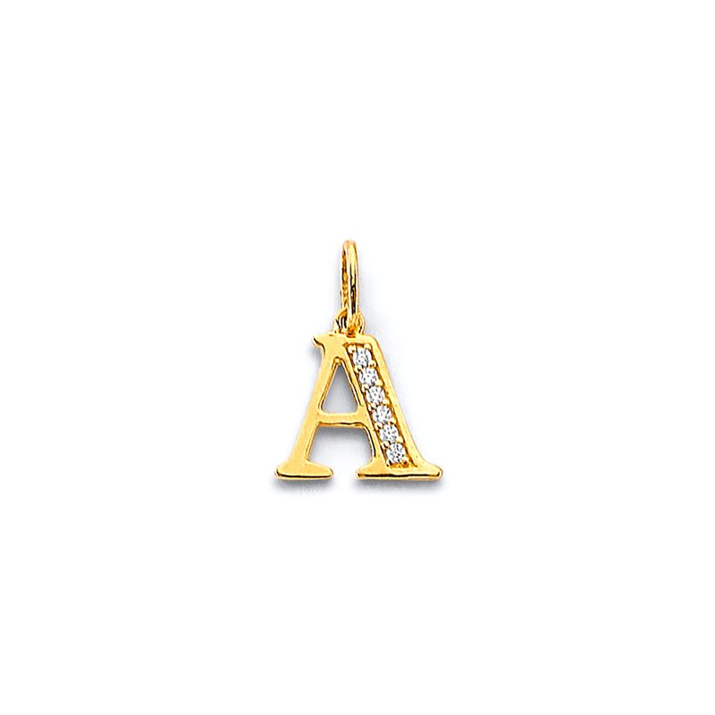 14K 2T CZ Initial Pendant
