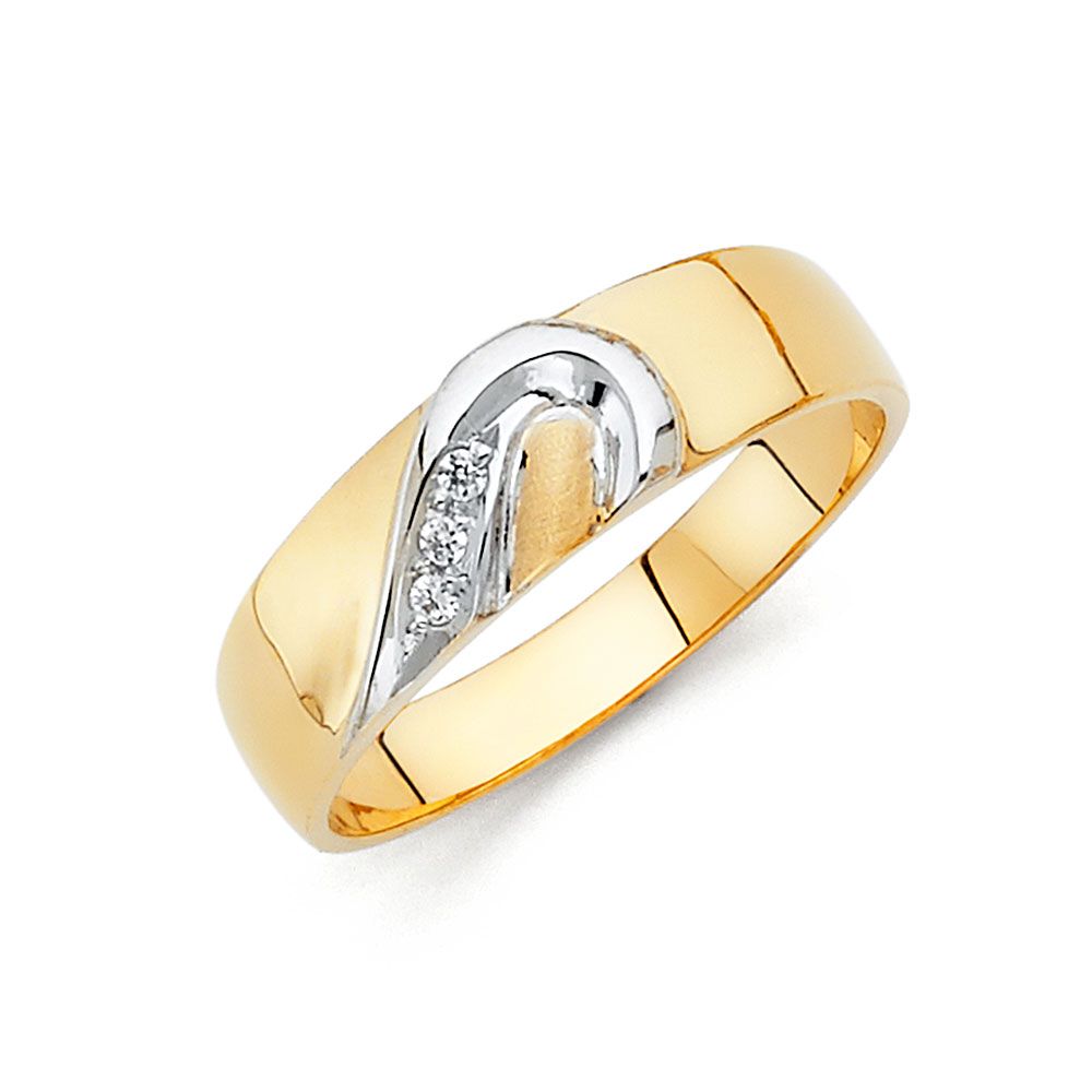 14K 2T CZ Men&#39;s Wedding Band (RG151)