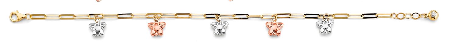 14K 3C Butterfly Charm Link Bracelet &amp; Anklet