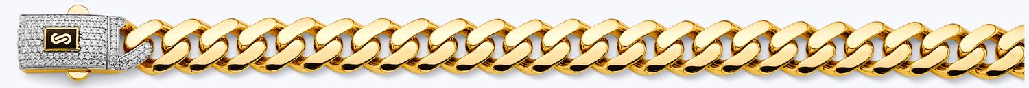 14K 2T 11.5mm Monaco Curb with CZ Lock Chain