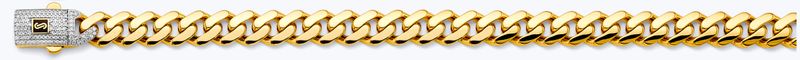 14K 2T 9.5mm Monaco Curb with CZ Lock Chain