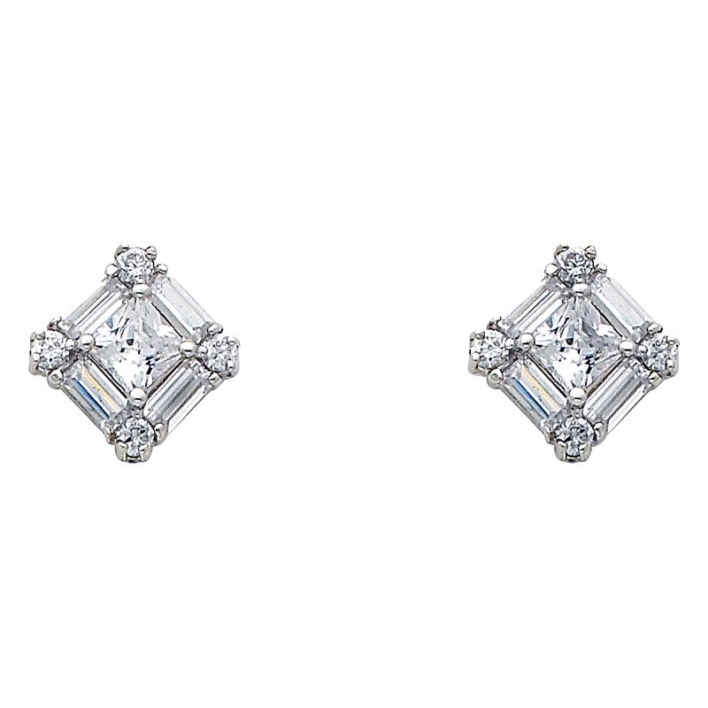 14KW Square CZ Earrings (ER324W)