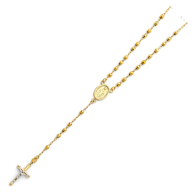 14KY 3mm Disco Ball Rosary Necklace - 18&quot;